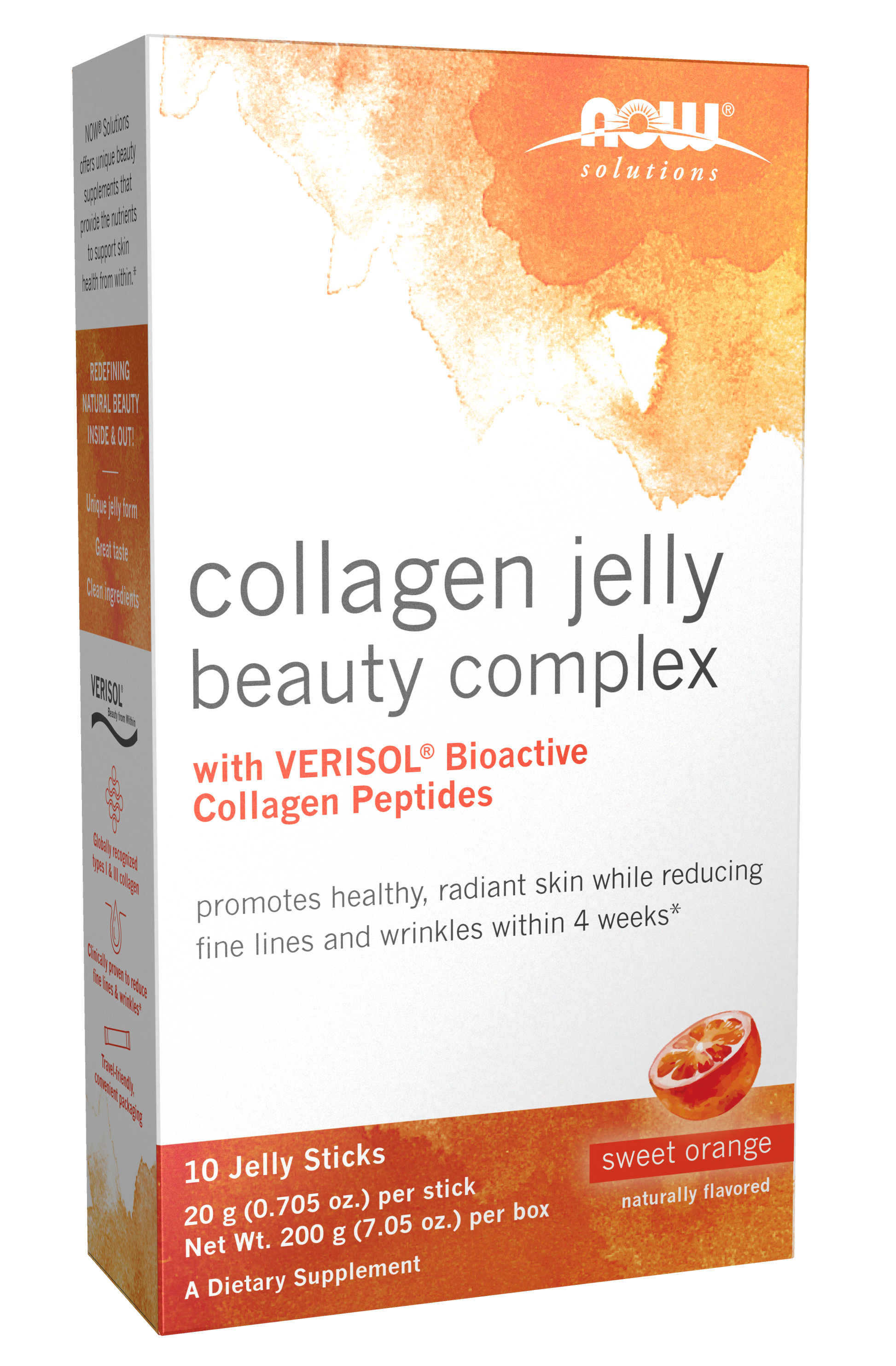 NOW Solutions, Collagen Jelly Beauty Complex, Orange, 10 Jelly Sticks