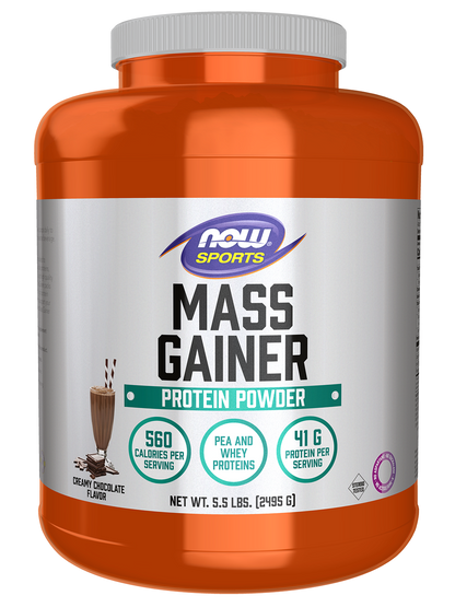 NOW Sports, Mass Gainer Protein Powder, Creamy Chocolate Flavor, 5.5 lbs.