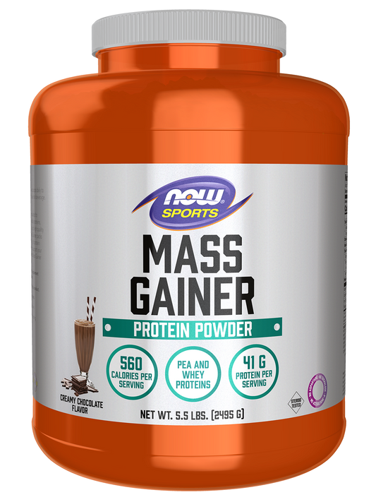 NOW Sports, Mass Gainer Protein Powder, Creamy Chocolate Flavor, 5.5 lbs.