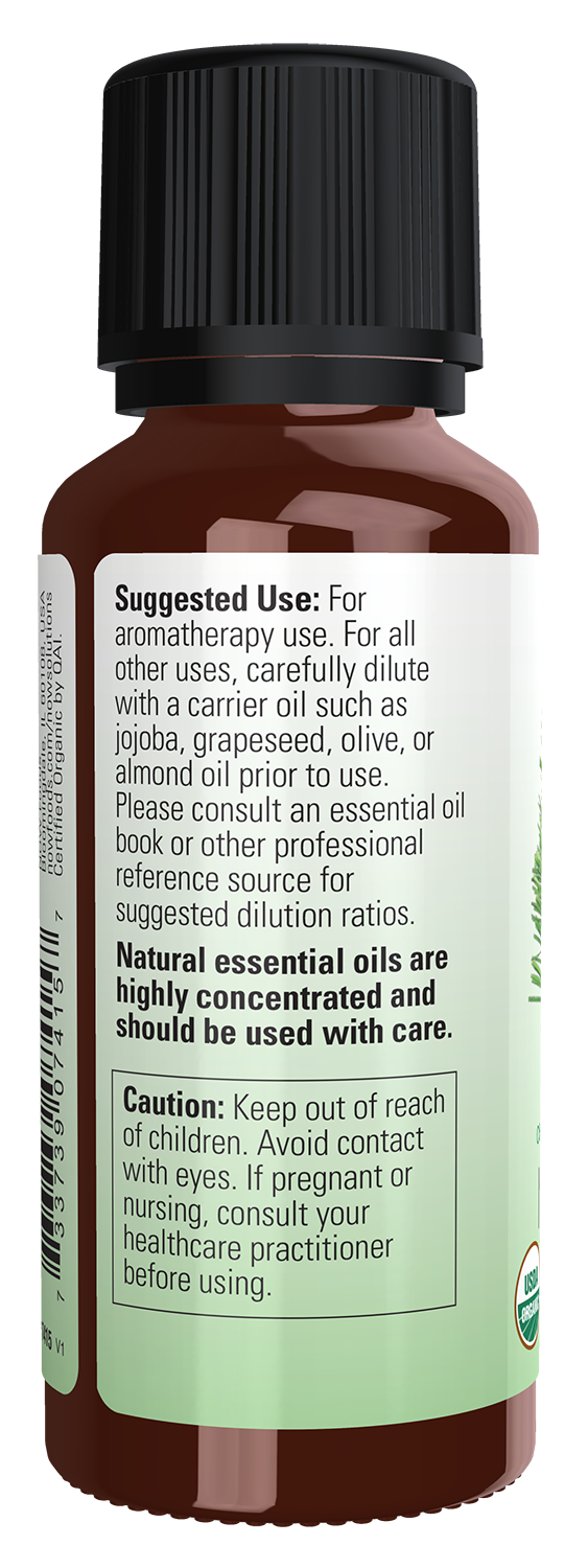 NOW Essential Oils, Organic Lemongrass Oil, Steam Dist., Undiluted,1 fl. oz