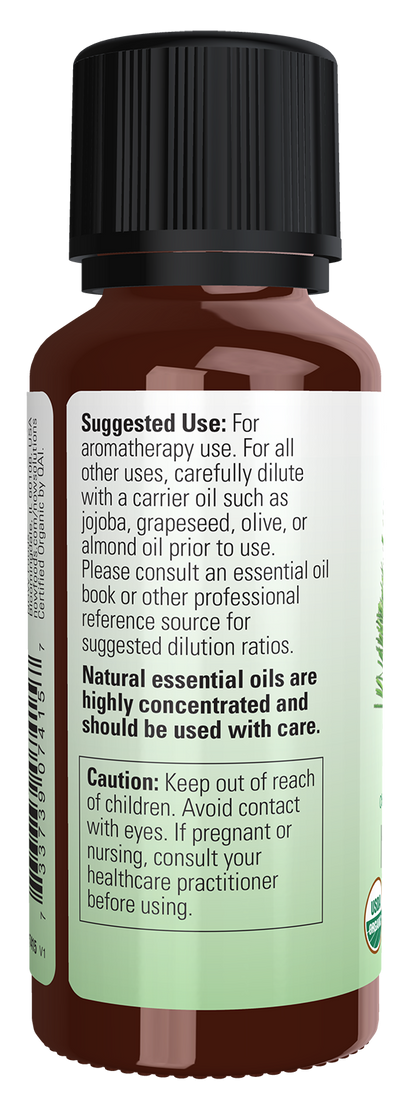 NOW Essential Oils, Organic Lemongrass Oil, Steam Dist., Undiluted,1 fl. oz