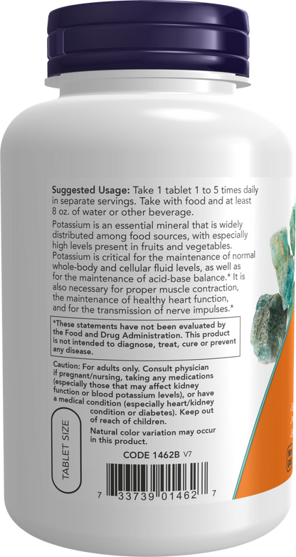 NOW Supplements, Potassium Gluconate 99mg, Easier to Swallow, 250 Tabs