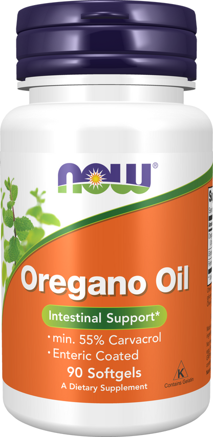 NOW Supplements, Oregano Oil, Ginger & Fennel, Enteric Coated, 90 Softgels