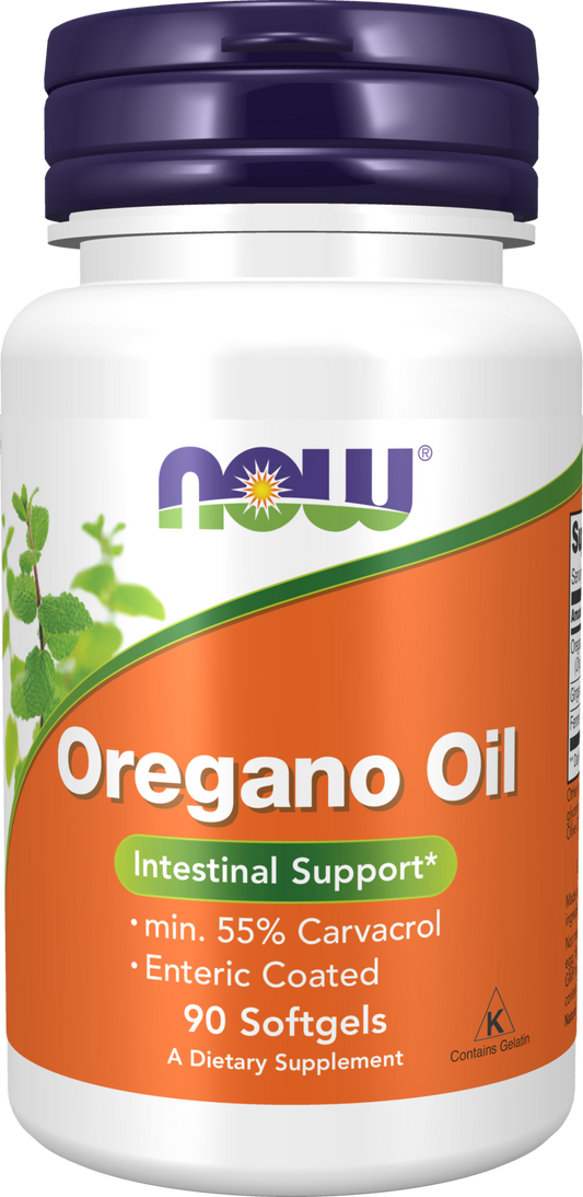 NOW Supplements, Oregano Oil, Ginger & Fennel, Enteric Coated, 90 Softgels