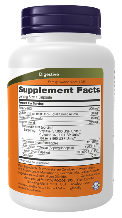 NOW Supplements, Super Enzymes Bromelain, Ox Bile, Pancreatin, 90 Caps