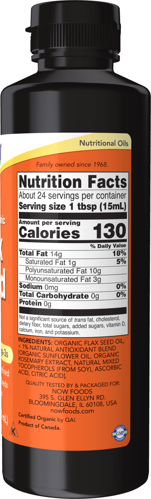 NOW Supplements, Organic Flax Seed Oil Liquid, Unrefined, 12 fl. oz