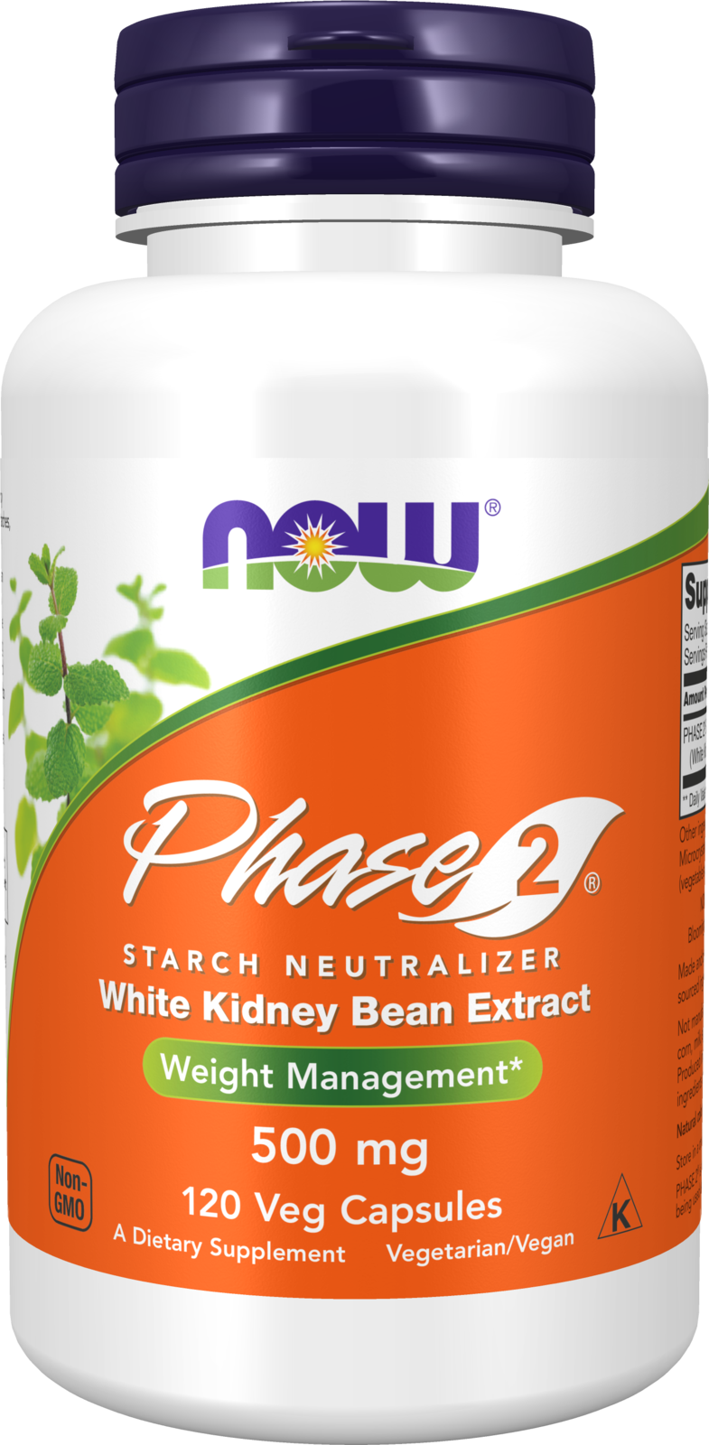 NOW Supplements, Phase 2® (White Kidney Bean Extract) 500 mg, 120 Veg Caps
