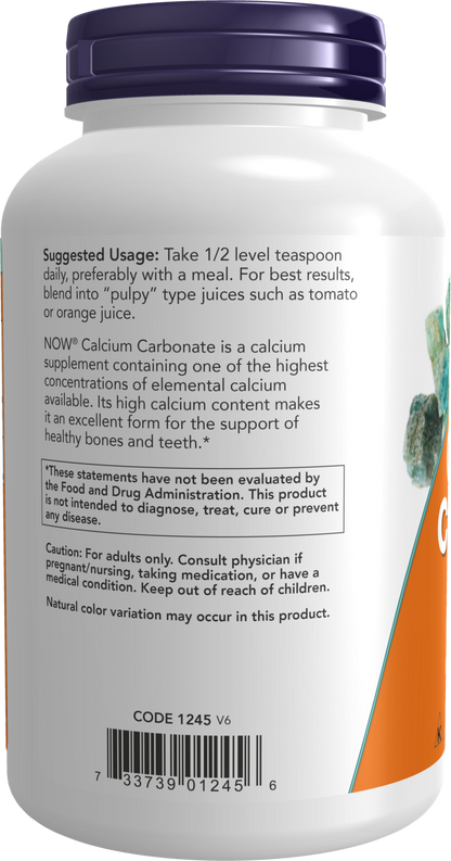 NOW Supplements, Calcium Carbonate Powder, Supports Bone Health*, 12 oz