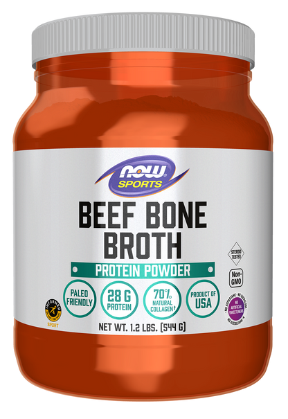 NOW Sports, Beef Bone Broth Powder, Naturally Occurring Collagen, 1.2 lbs