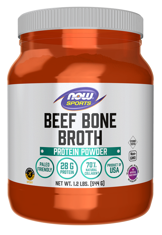 NOW Sports, Beef Bone Broth Powder, Naturally Occurring Collagen, 1.2 lbs