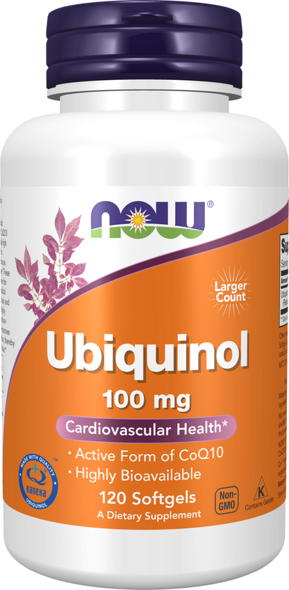 NOW Supplements, Ubiquinol 100 mg, High Bioavailability, 120 Softgels