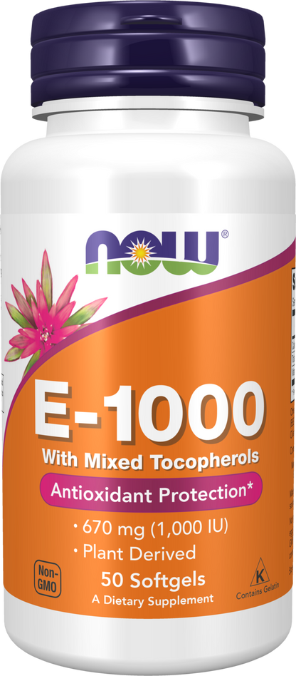 NOW Supplements, Vitamin E-1,000 IU Mixed Tocopherols, 50 Softgels