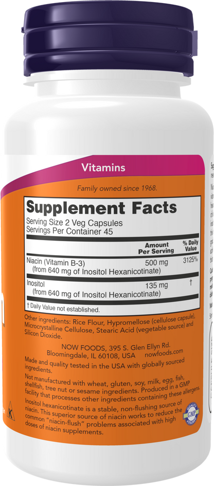 NOW Supplements, Niacin (Vitamin B-3) 250 mg, Flush-Free, 90 Veg Caps