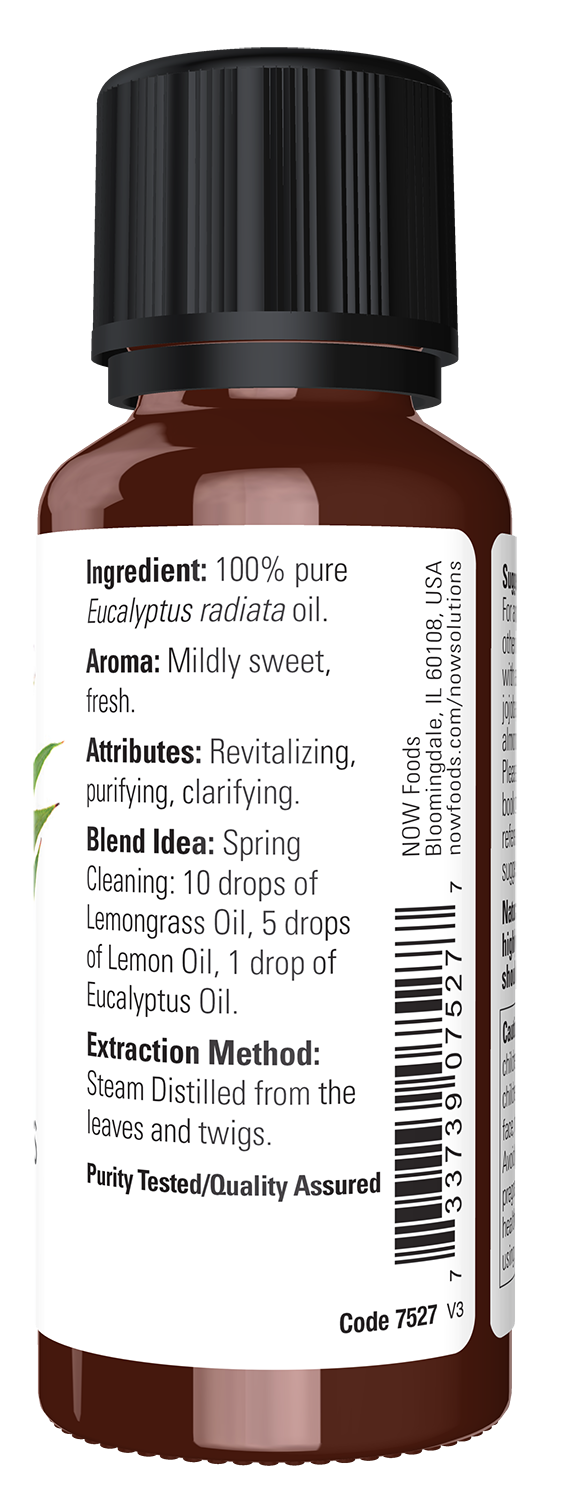 NOW Essential Oils, Eucalyptus Radiata Oil, Steam Distilled, 1 fl. oz