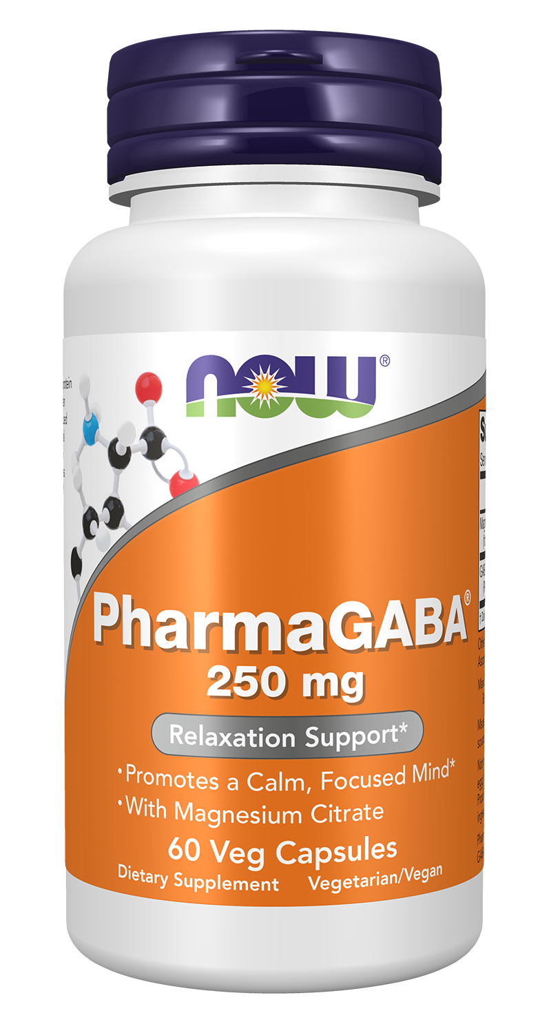 NOW Supplements, PharmaGABA 250 mg with Magnesium Citrate, 60 Veg Caps