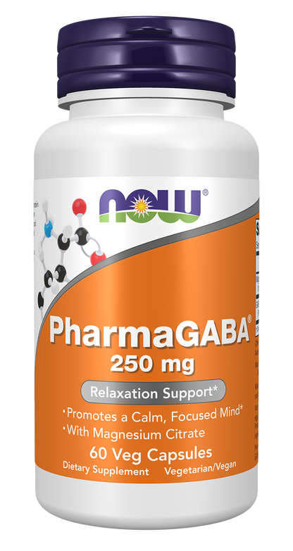 NOW Supplements, PharmaGABA 250 mg with Magnesium Citrate, 60 Veg Caps