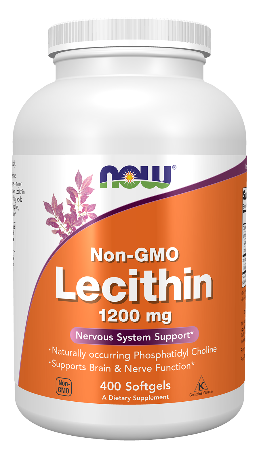 NOW Supplements, Lecithin 1200 mg, Phosphatidyl Choline, 400 Softgels