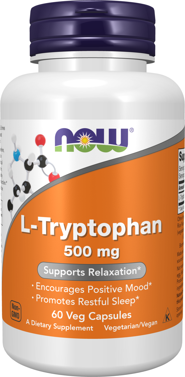 NOW Supplements, L-Tryptophan 500 mg, Supports Relaxation*, 60 Veg Caps