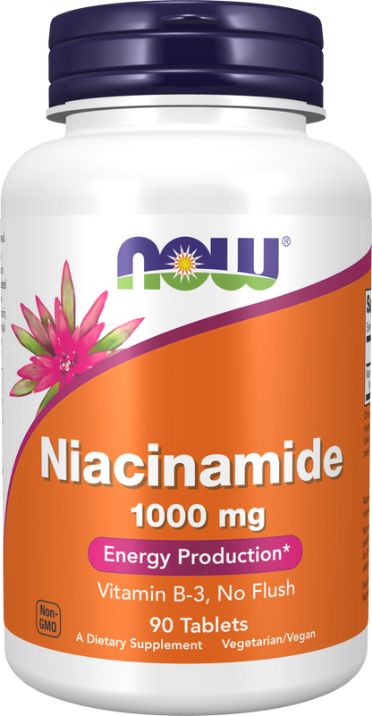 NOW Supplements, Niacinamide (Vitamin B-3) 1000 mg, 90 Tabs