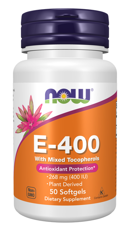 NOW Supplements, Vitamin E-400 IU Mixed Tocopherols, 50 Softgels