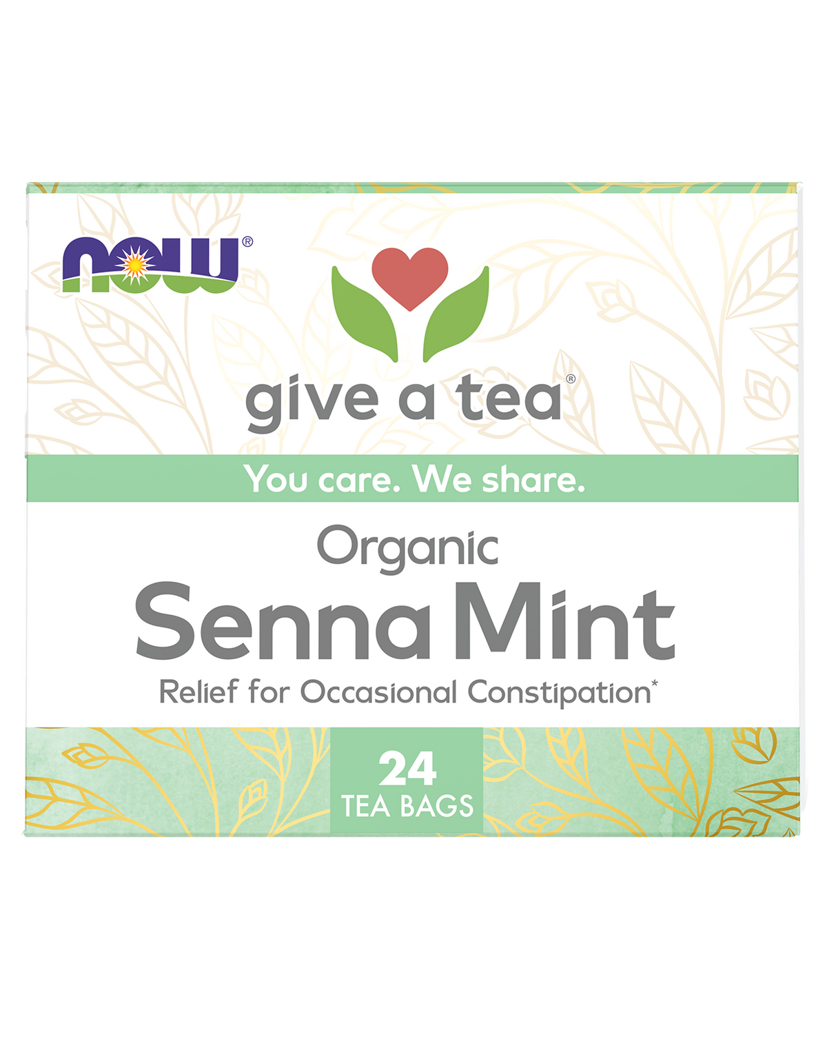 NOW Give a Tea® Organic Senna Mint Tea, Occasional Constipation*, 24 bags