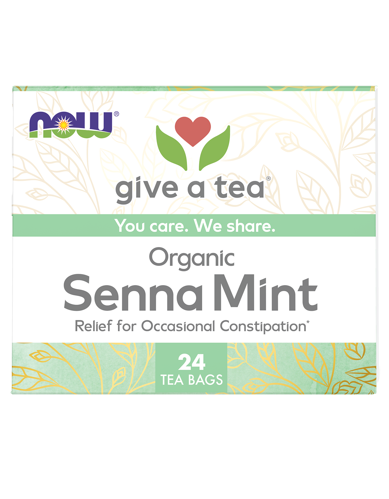 NOW Give a Tea® Organic Senna Mint Tea, Occasional Constipation*, 24 bags