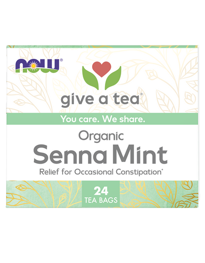 NOW Give a Tea® Organic Senna Mint Tea, Occasional Constipation*, 24 bags