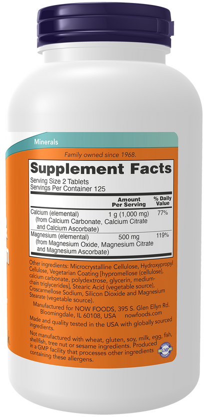 NOW Supplements, Calcium & Magnesium 2:1 Ratio, High Potency, 250 Tabs