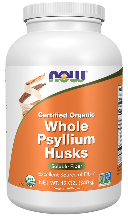 NOW Supplements, Whole Psyllium Husks, Organic, Soluble Fiber, 12 oz