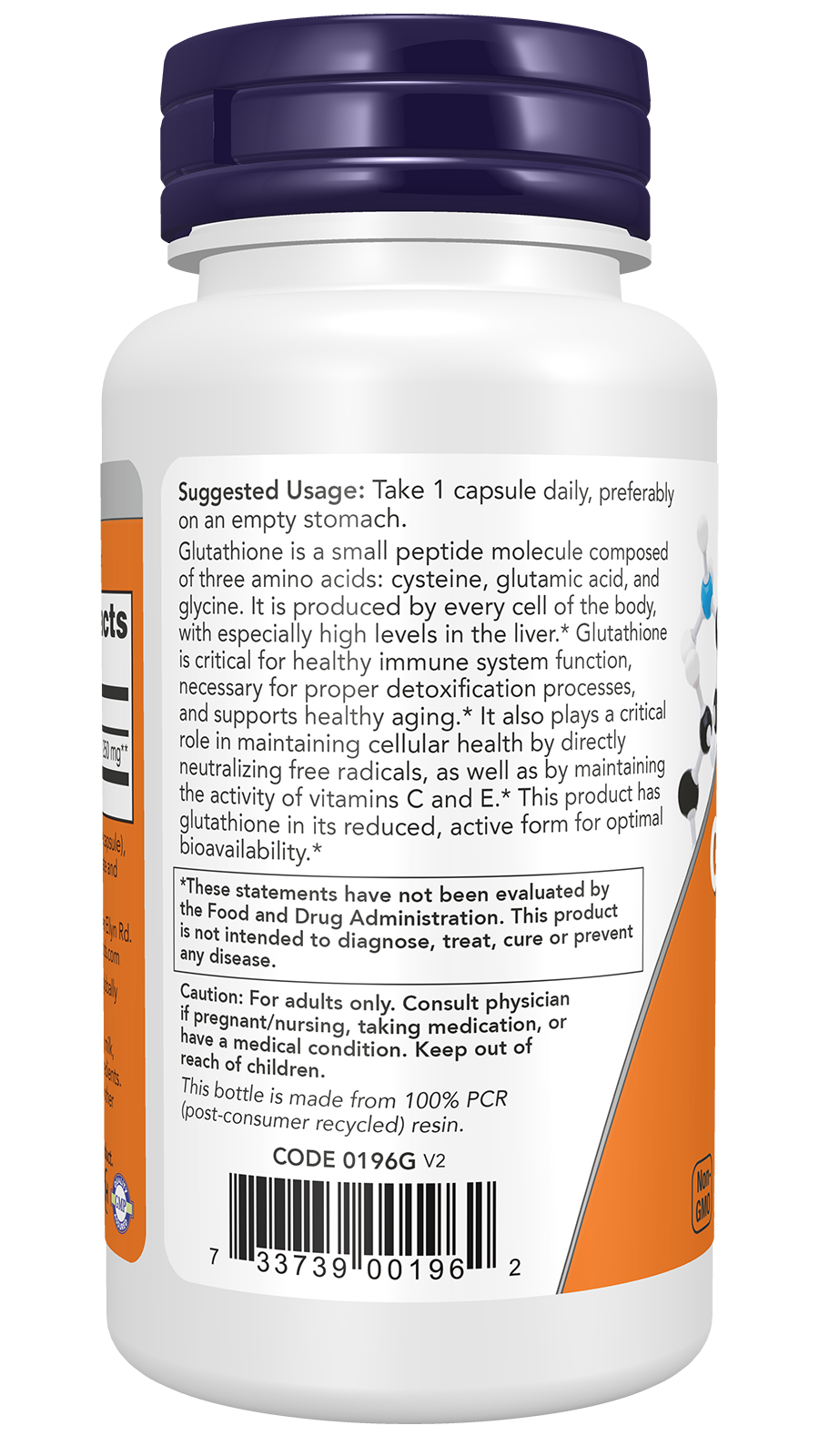 NOW Supplements, Glutathione 250 mg, Detoxification Support*, 120 Veg Caps
