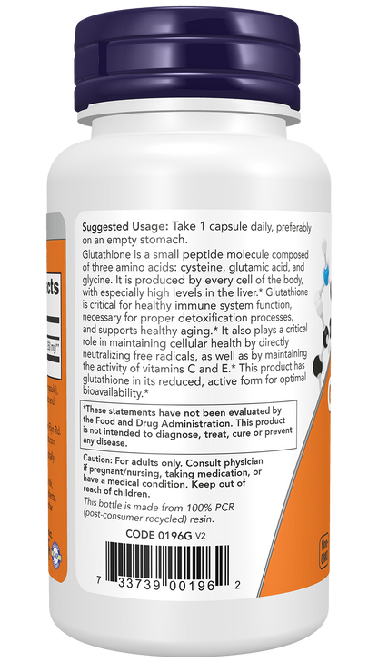 NOW Supplements, Glutathione 250 mg, Detoxification Support*, 120 Veg Caps