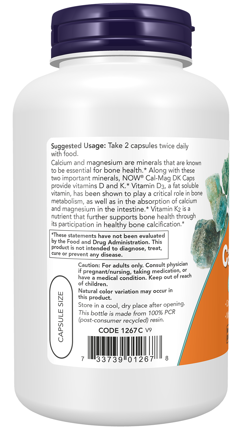 NOW Supplements, Cal-Mag DK with Vitamins D3 & K2, 180 Caps