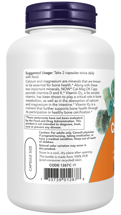 NOW Supplements, Cal-Mag DK with Vitamins D3 & K2, 180 Caps