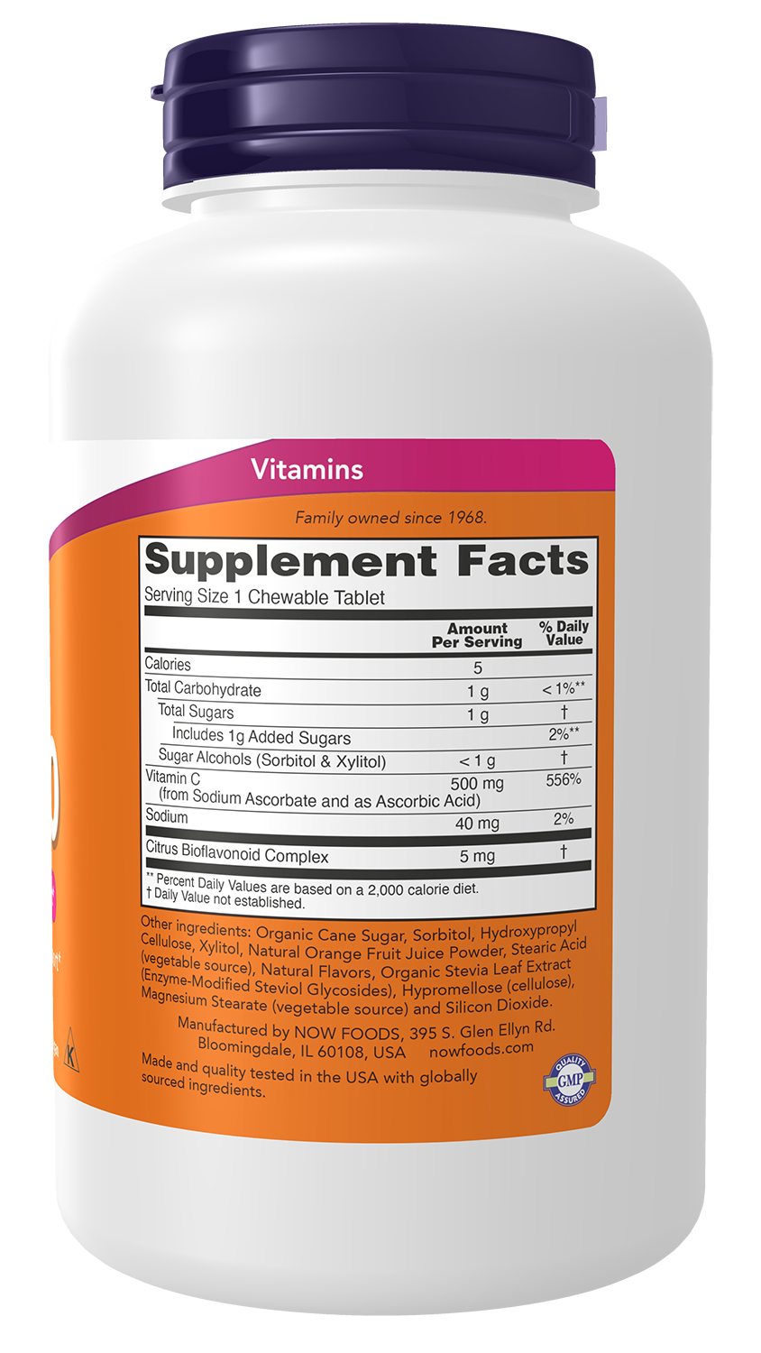 NOW Supplements, Vitamin C-500, Orange Juice Flavor, 100 Chewable Lozenges