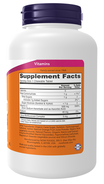 NOW Supplements, Vitamin C-500, Orange Juice Flavor, 100 Chewable Lozenges