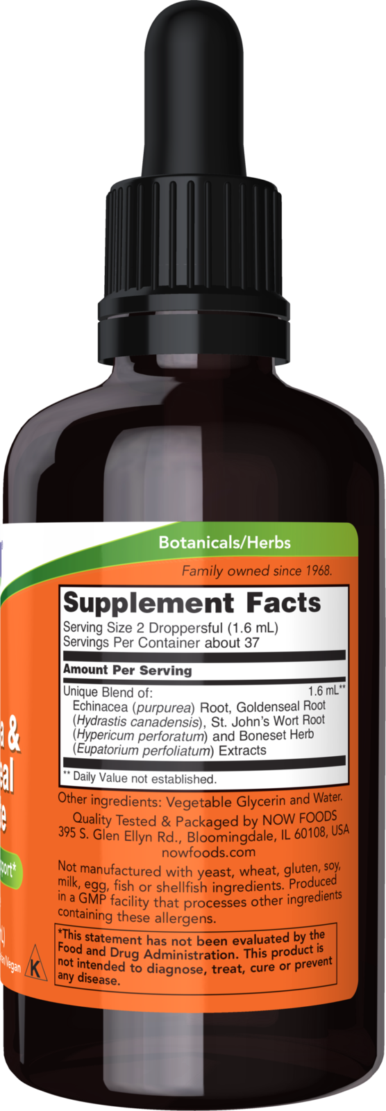 NOW Supplements, Echinacea & Goldenseal Glycerite with Dropper, 2 fl. oz