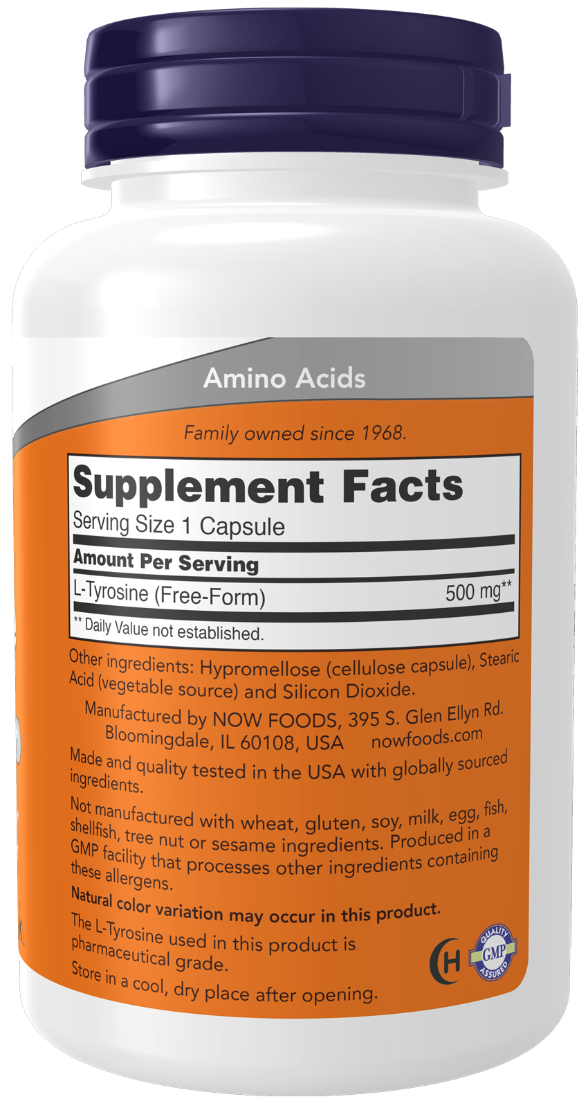 NOW Supplements, L-Tyrosine 500 mg, Supports Mental Alertness*, 120 Caps
