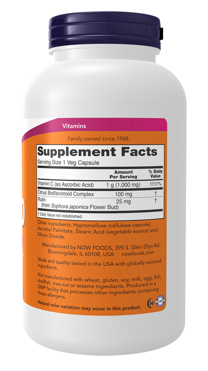 NOW Supplements, Vitamin C-1,000 with 100 mg of Bioflavonoids, 250 Veg Caps