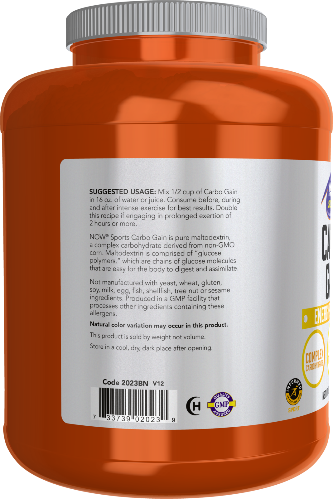 NOW Sports, Carbo Gain Powder, Complex Carb, Energy Production, 8 lbs