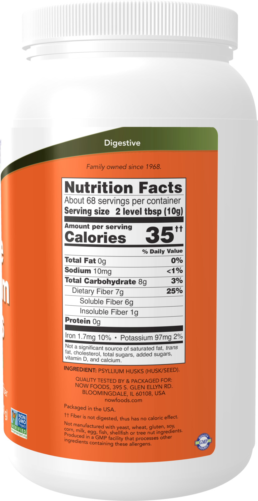 NOW Supplements, Whole Psyllium Husks, Soluble Fiber, 24 oz