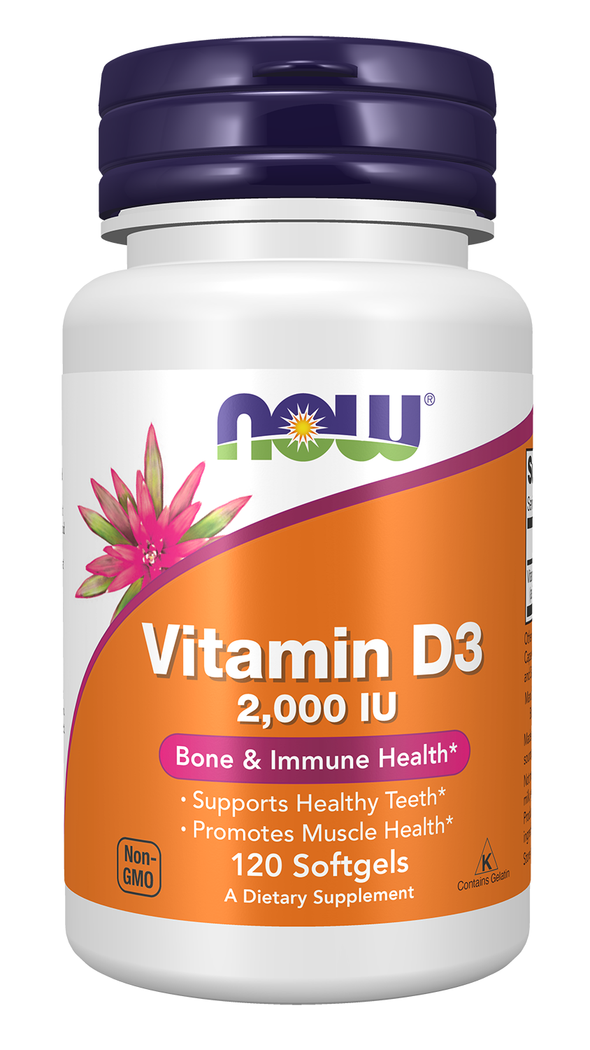 NOW Supplements, Vitamin D-3 2,000 IU, Structural Support*, 120 Softgels