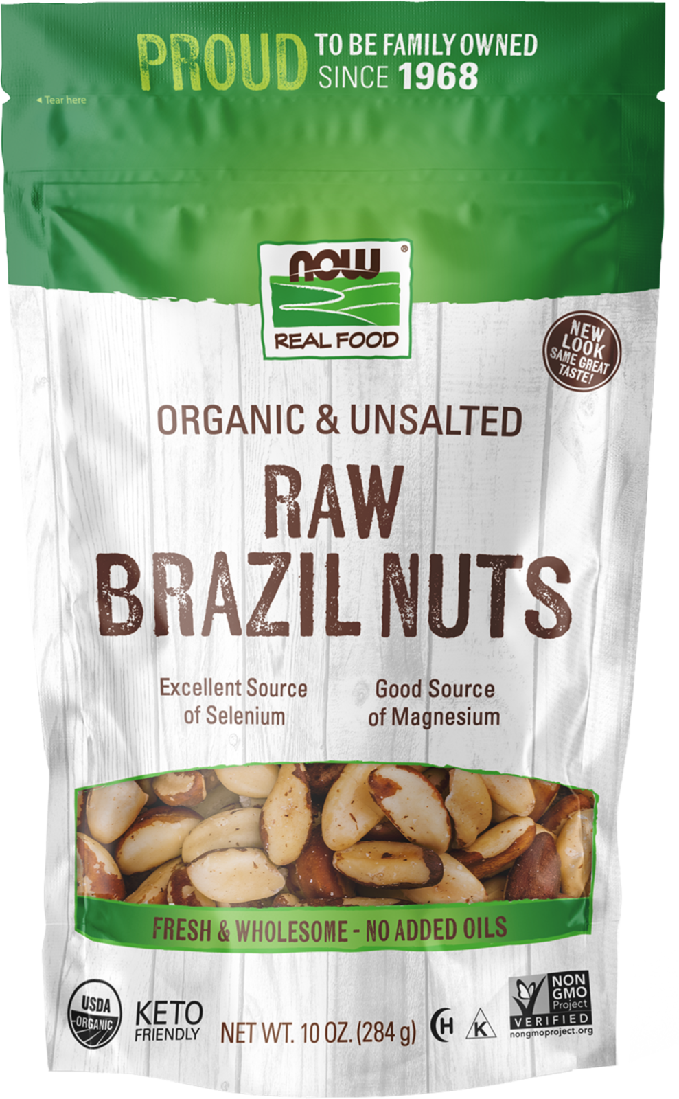 NOW Foods, Certified Organic Brazil Nuts, Whole, Raw, Unsalted, 10 oz