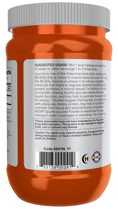NOW Sports, L-Leucine Powder, Branched-Chain Amino Acid, 9 oz