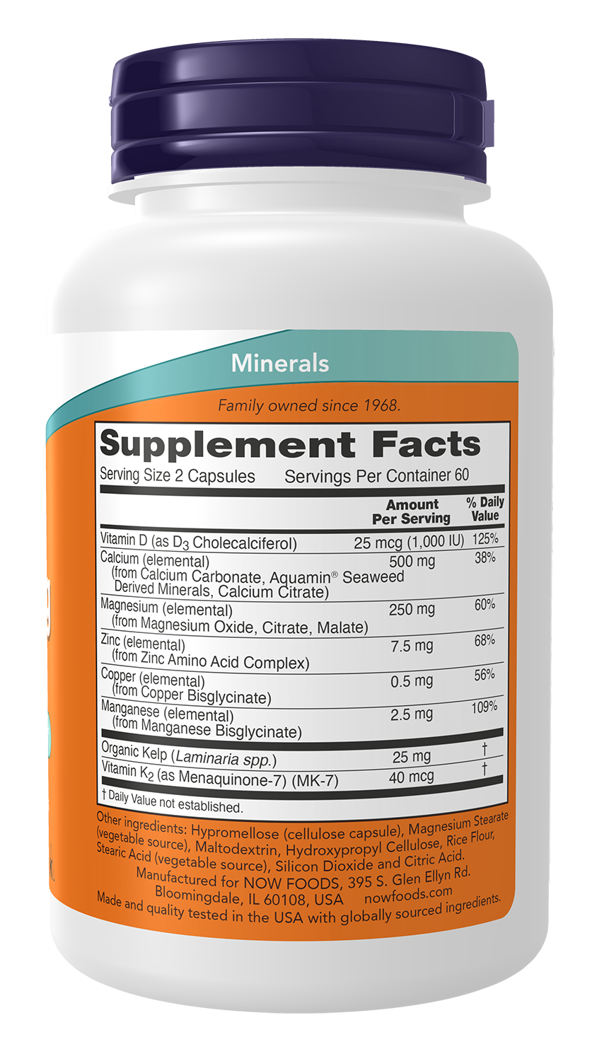NOW Supplements, Cal-Mag Caps with Vitamin D and Minerals, 120 Veg Caps