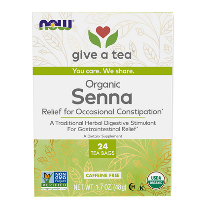 NOW Foods Give a Tea™ Organic Senna, Herbal Laxative*, 24 bags