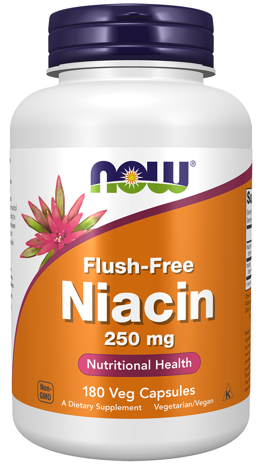 NOW Supplements, Niacin (Vitamin B-3) 250 mg, Flush-Free, 180 Veg Caps
