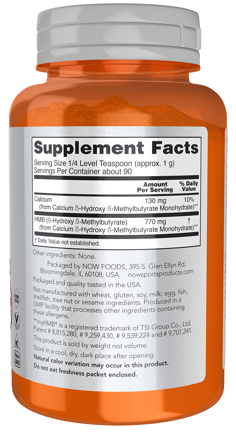 NOW Sports, HMB (β-Hydroxy β-Methylbutyrate) Powder, Sports Recovery*, 90g