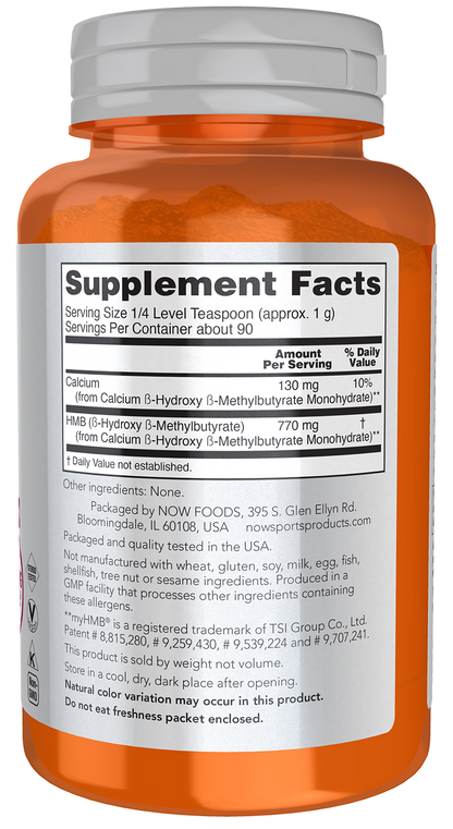 NOW Sports, HMB (β-Hydroxy β-Methylbutyrate) Powder, Sports Recovery*, 90g