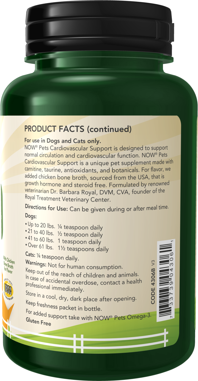 NOW Pet Health, Cardiovascular Support Supplement, Powder, 4.5-Ounce