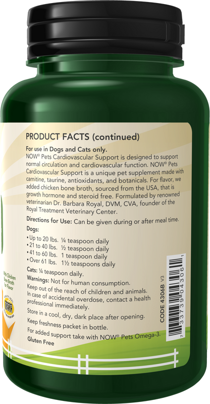 NOW Pet Health, Cardiovascular Support Supplement, Powder, 4.5-Ounce